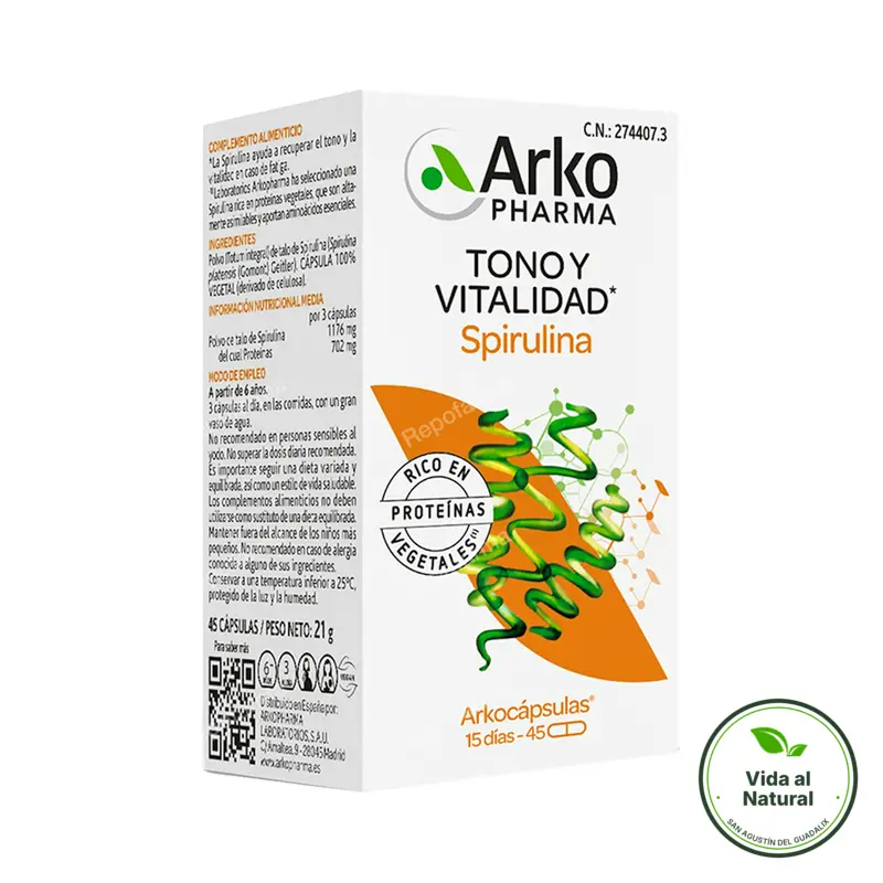 Spirulina BIO 45 arkocápsulas, Arkopharma