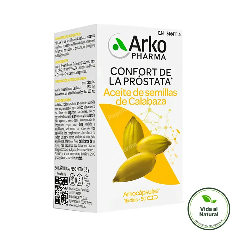 Aceite de semillas de calabaza BIO 50 arkocápsulas, Arkopharma