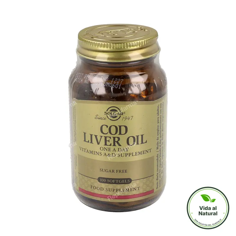Aceite hígado de bacalao (cod liver oil) b 100 cápsulas, Solgar