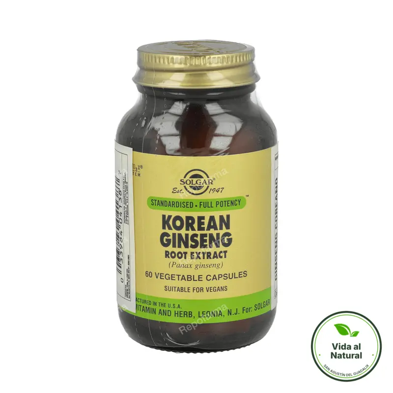 Ginseng COREANO-raíz-(panax ginseng ) 60veg, Solgar