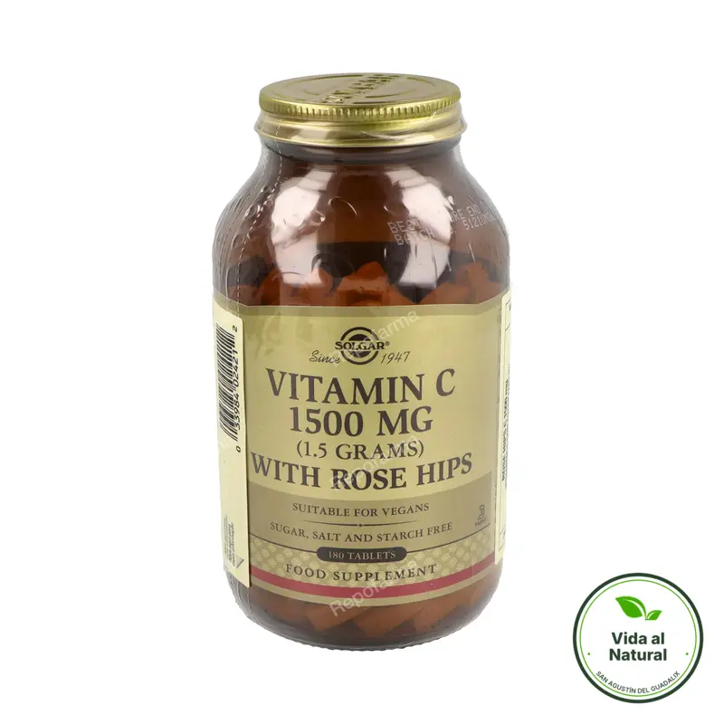 Vitamina C 1500 mg rose hips 180 comprimidos, Solgar