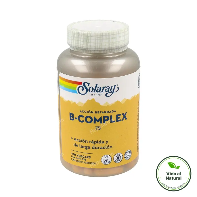 B complex accion retardada 75 mg 100 cápsulas, Solaray