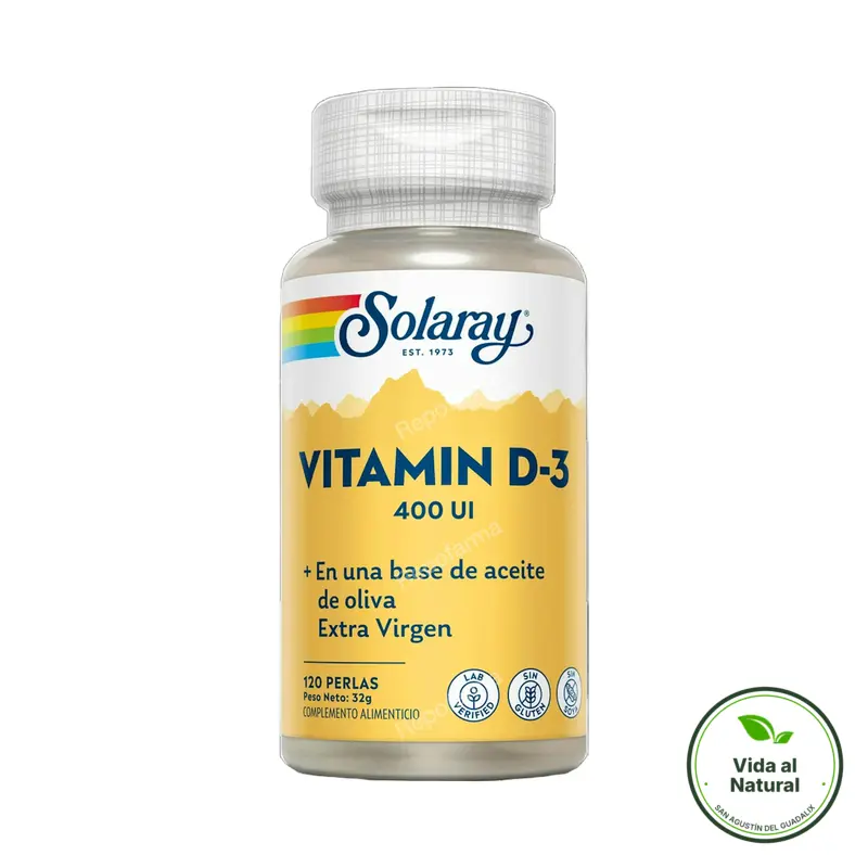 Vitamina d3 400ui 120 perlas, Solaray