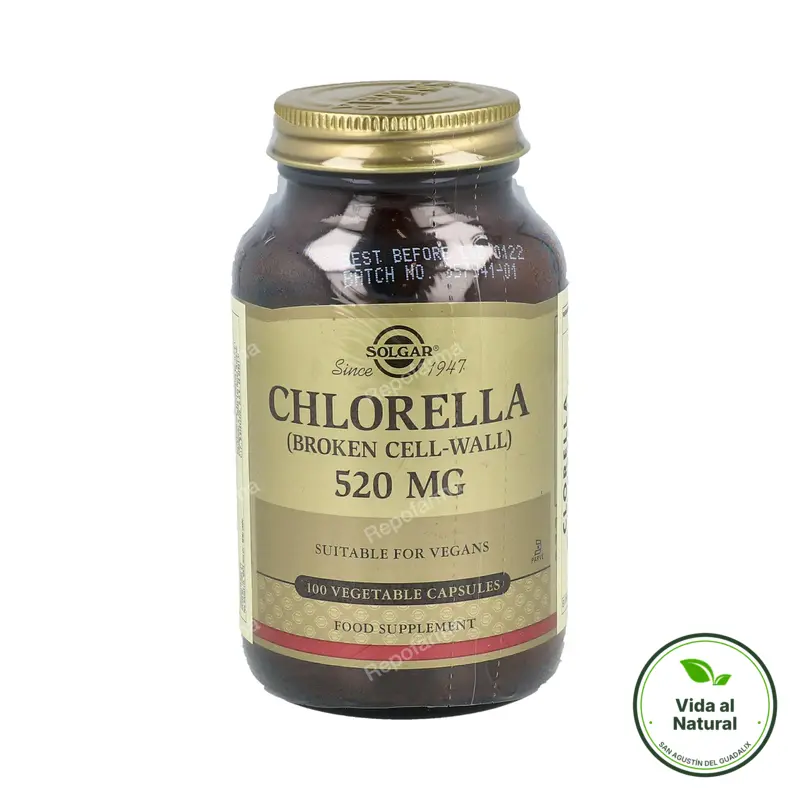 Chlorella (de pared celular rota) 100 cápsulas vegetales, Solgar