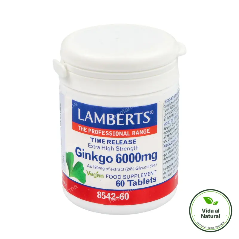 Ginkgo biloba 6000 mg 60 comprimidos, Lamberts