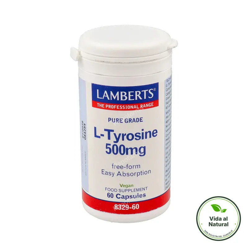 L-tyrosina 500 mg 60 cápsulas, Lamberts
