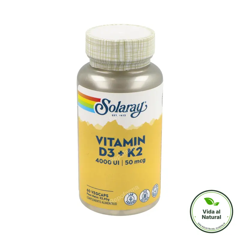 Vitamina d3+k2 60 cápsulas, Solaray