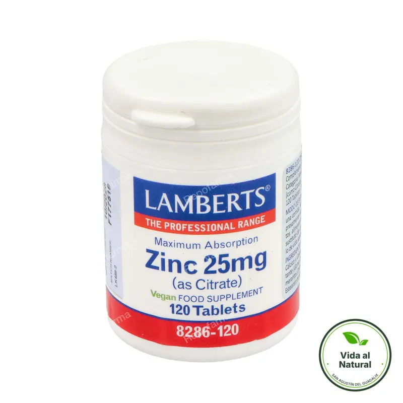 Zinc citrato 25 mg 120 comprimidos, Lamberts