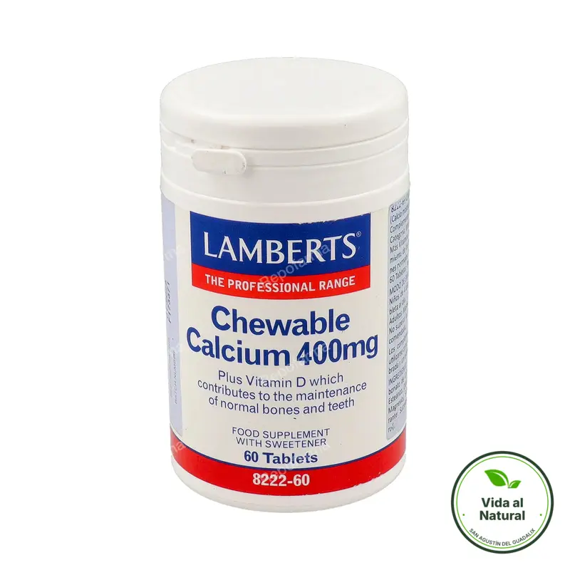Calcio masticable 400 mg 60 comprimidos, Lamberts