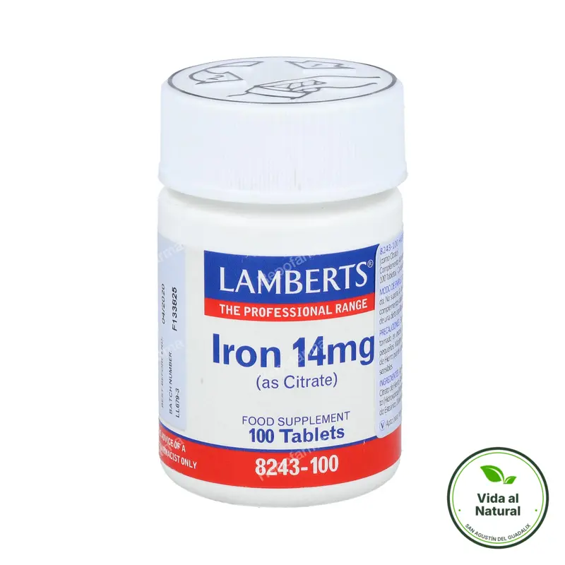 Hierro citrato 14 mg 100 comprimidos, Lamberts