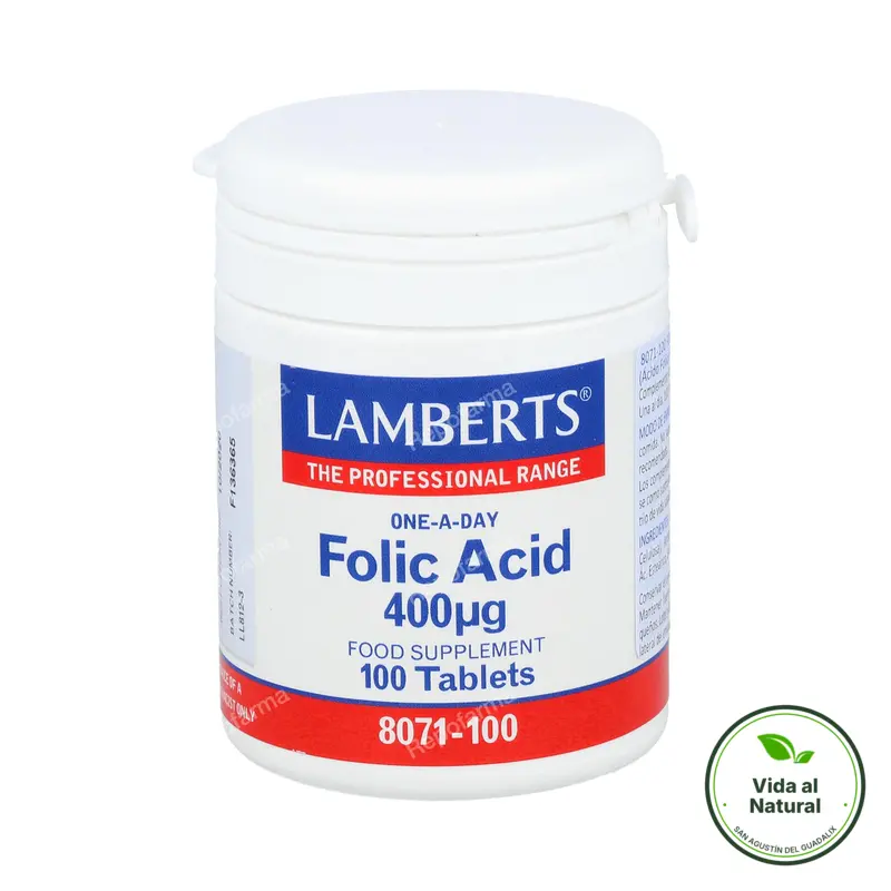 Ácido fólico 400 mg 100 cápsulas, Lamberts