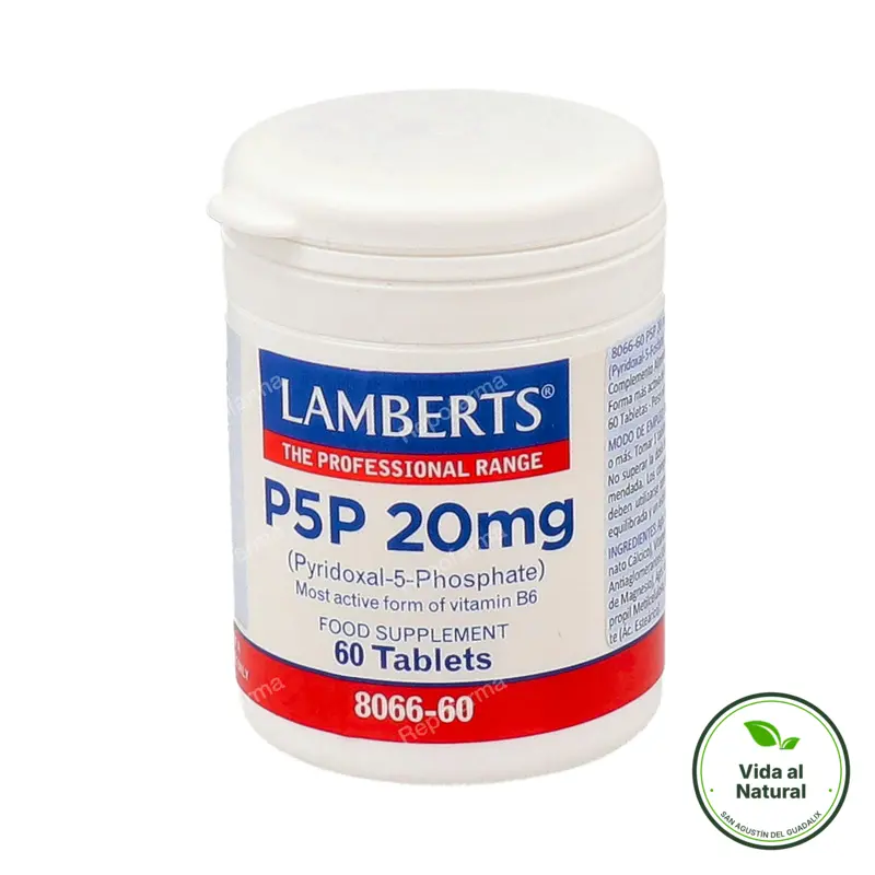 P5P 20 mg piridoxal-5-fosfato 60 comprimidos, Lamberts