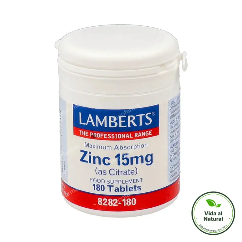 Zinc (Como Citrato) 15 mg 180 comprimidos, Lamberts
