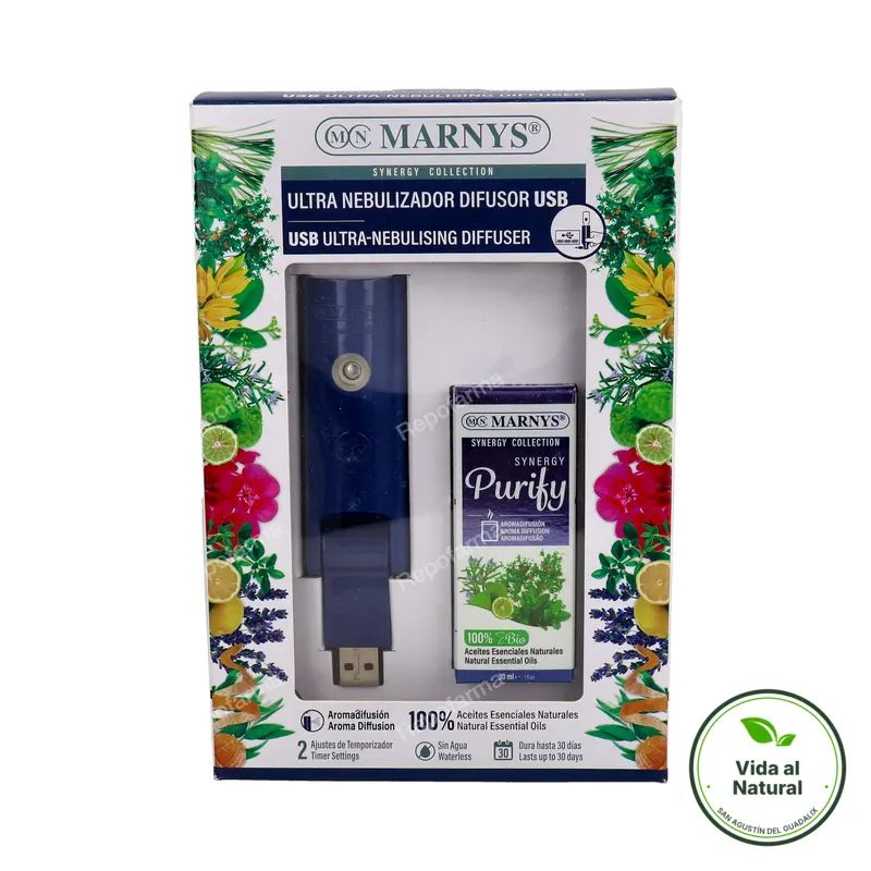 Pack usb ultra nebulizador+synergy purify 30 ml, Marnys