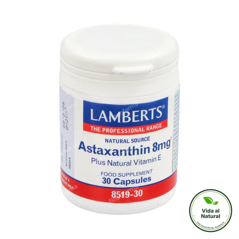 Astaxanthin 8 mg con vitamina e 30 cápsulas, Lamberts