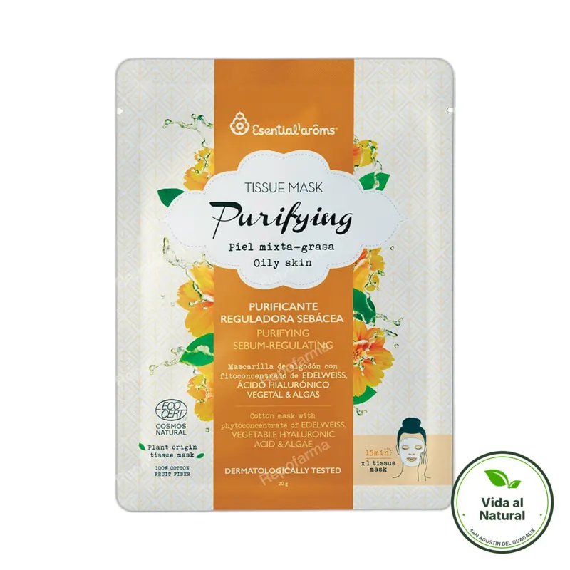 Pack tissue mask purifying piel mixta-grasa, Esential Aroms