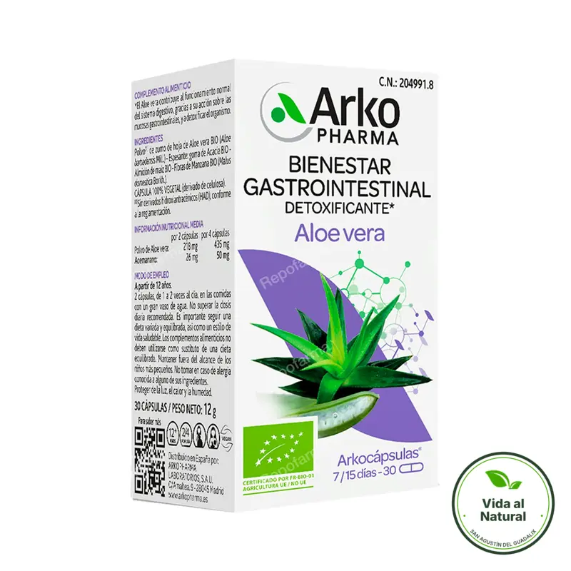 Arkocapsulas aloe vera BIO 30 cápsulas, Arkopharma