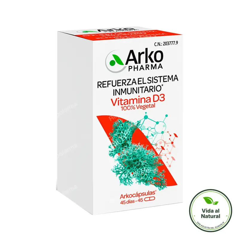 Arkocapsulas vitamina D3 100% vegetal 45 cápsulas, Arkopharma