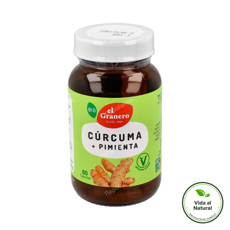 Cúrcuma pimienta BIO 60 cápsulas, El Granero