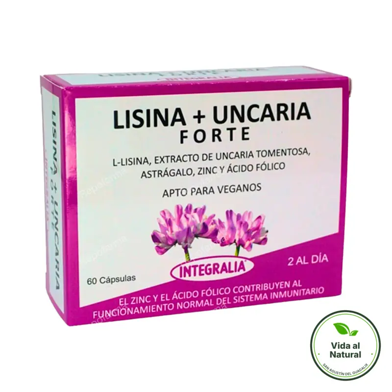 Lisina + uncaria forte 60 cápsulas, Integralia