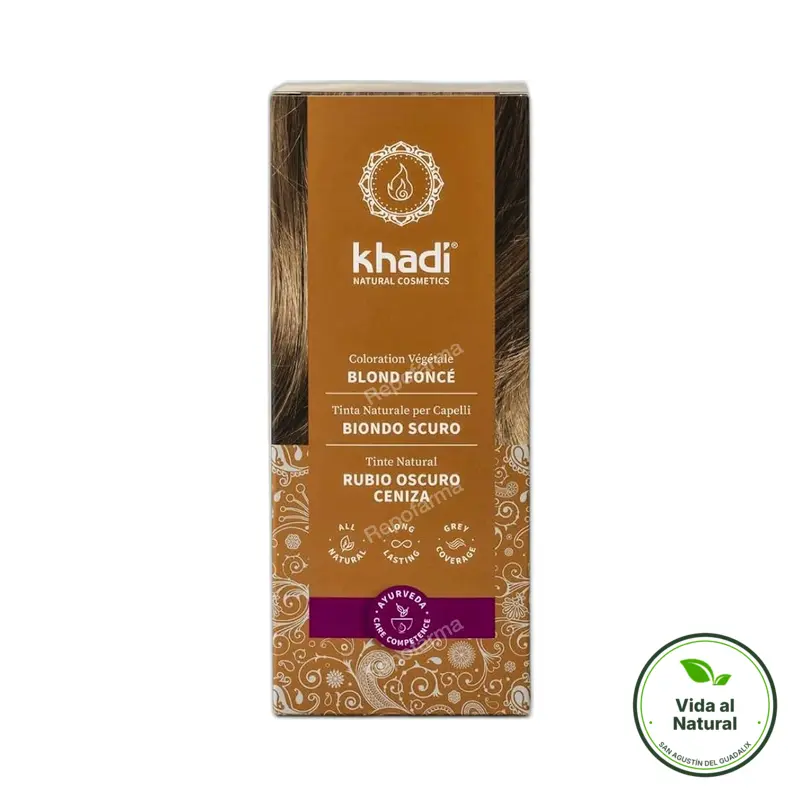 Tinte rubio oscuro ceniza 100 g, Khadi