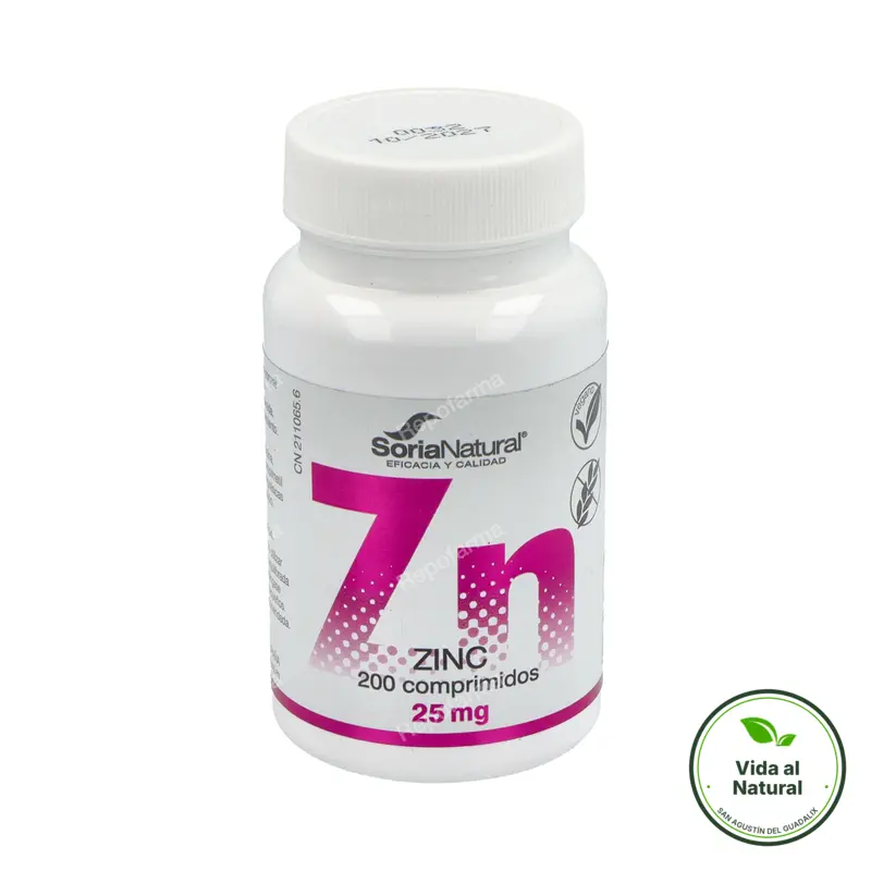 Zinc liberacion sostenida 25 mg soria natur 200 comprimidos, Soria Natural
