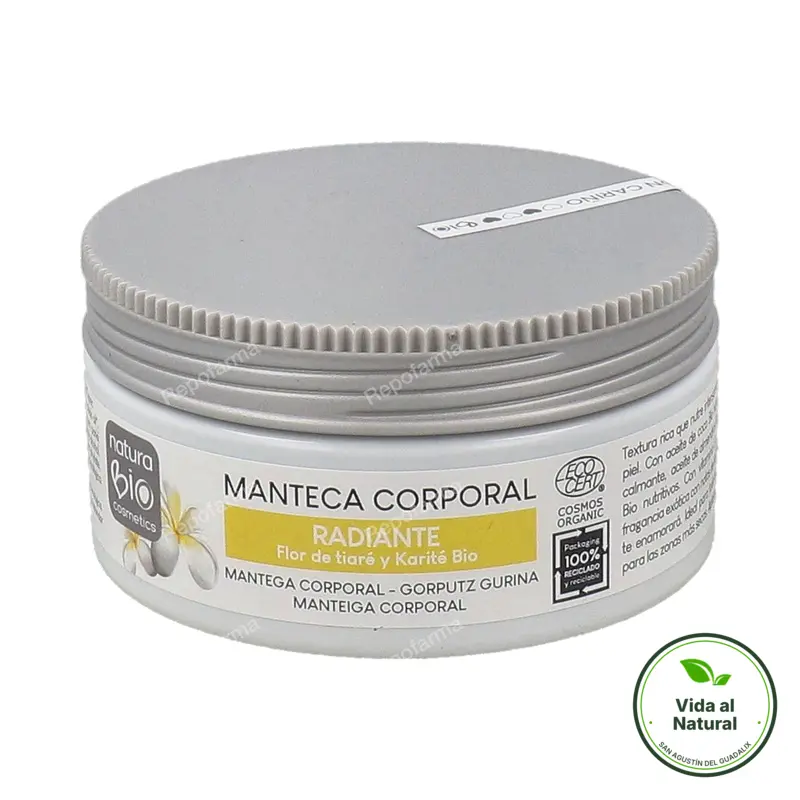Manteca corporal sensorial flor de tiare y aloe vera BIO, Naturabio