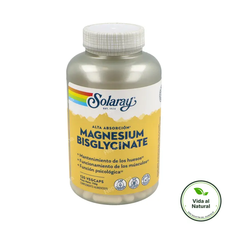 Magnesio bisglycinato 120 cápsulas vegetales, Solaray