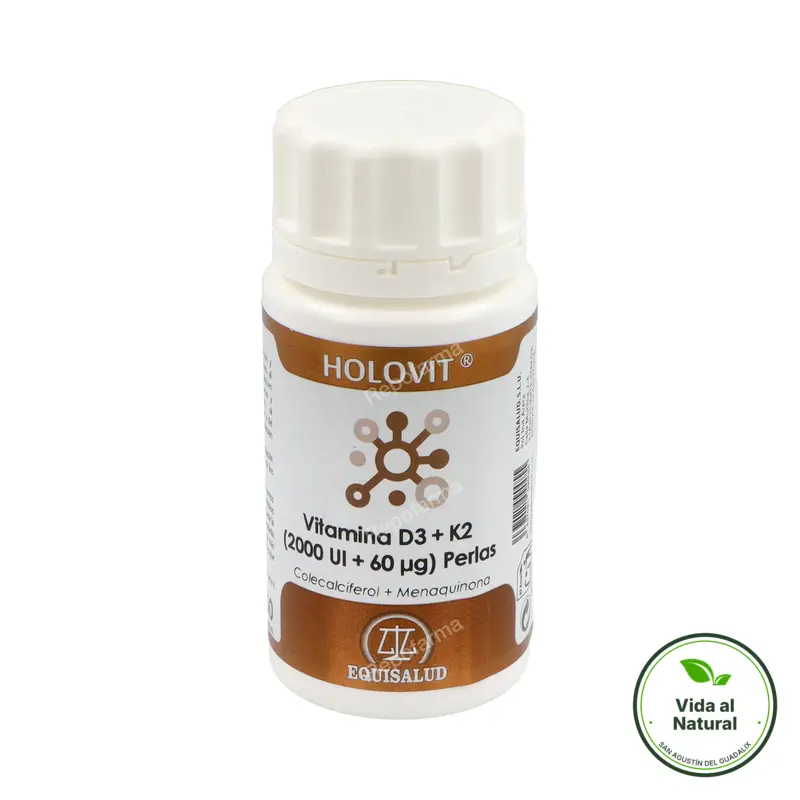 Holovit vitamina D3 2.000 UI + K2 60 µg 50 perlas, Equisalud