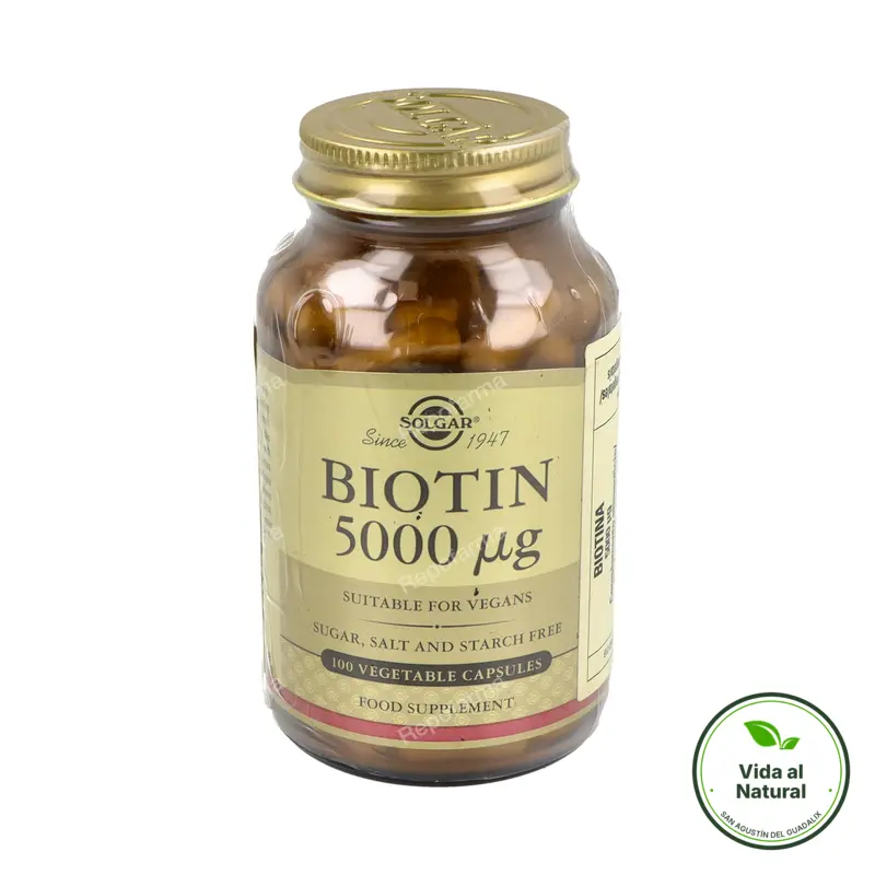 Biotina 5000 mcg 100 cápsulas, Solgar