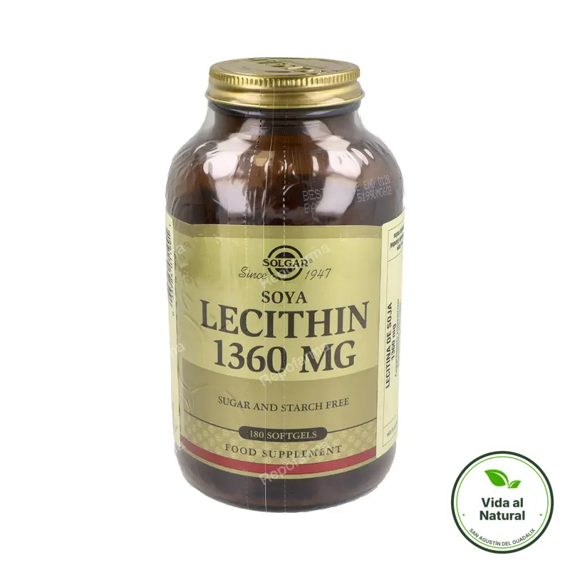 Lecitina de soja 1360 mg 180 perlas, Solgar