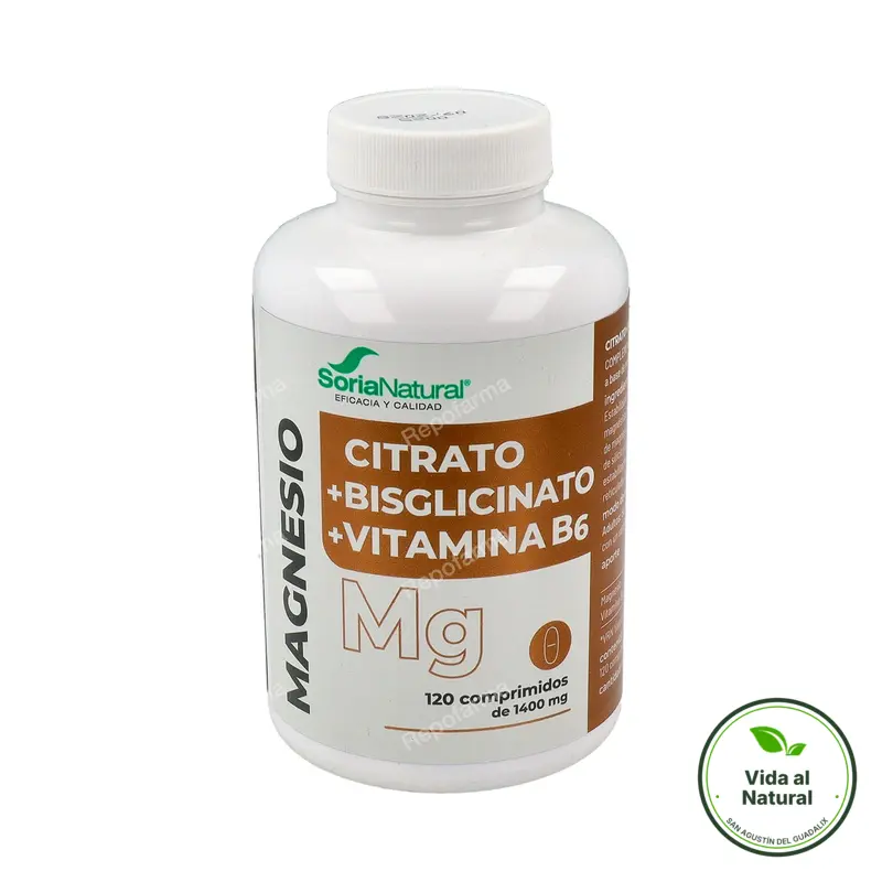 Magnesio citrao+bisglicinato+vit b6 soria 120 comprimidos, Soria Natural