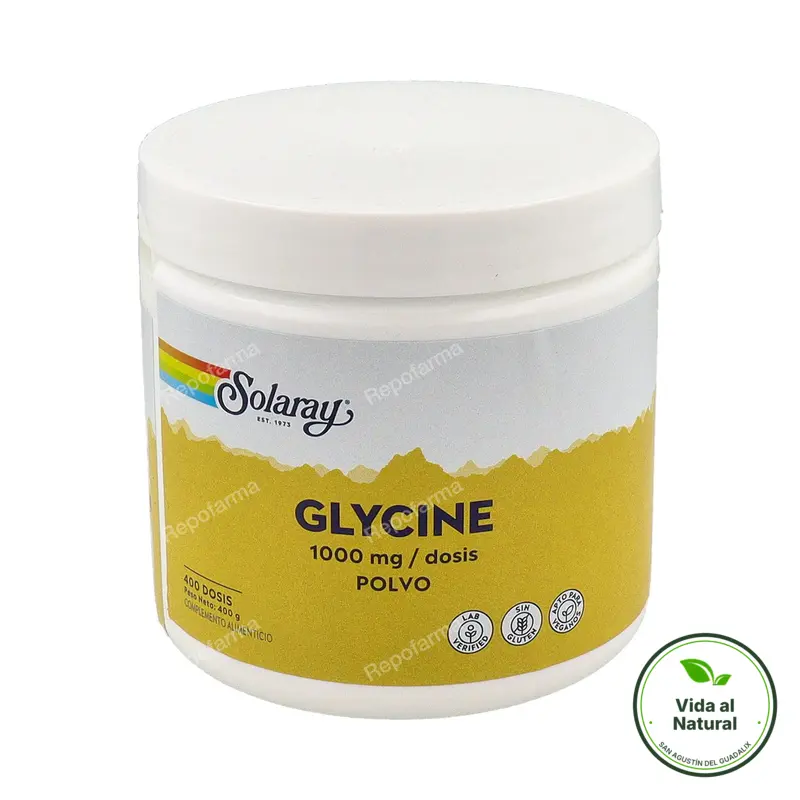Glycine polvo 1000 mg 400 dosis, Solaray