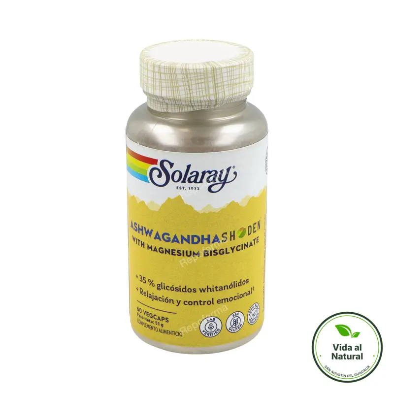 Ashwagandha shoden & magnesium bisglycinate 60 cápsulas vegetales, Solaray
