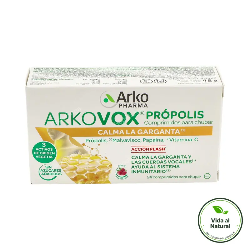 Arkovox própolis-vit C sabor frambruesa 24 comprimidos, Arkopharma