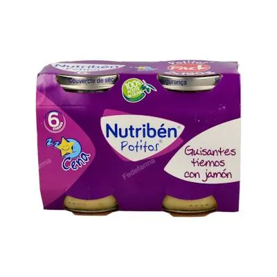 Potito cena guisantes jamon 2X190gr 6 ml, Nutriben