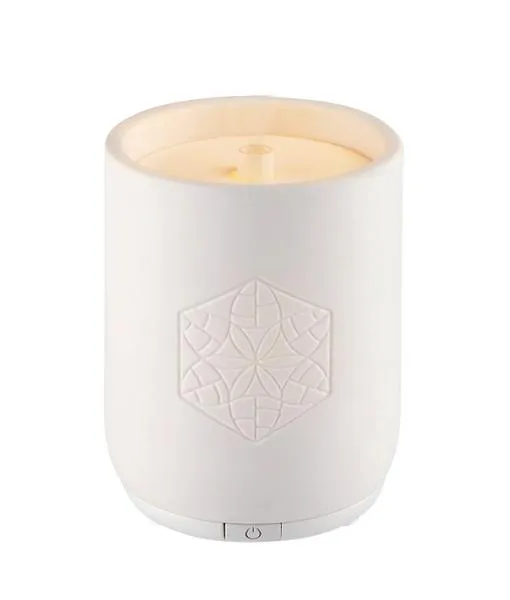 TaoVela-difusor ultrasonido de cerámica simulando una vela. Incluye una mezcla Tranquilidad 5 ml, Taoasis