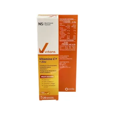Vitans vitamina c+zinc limón 20 comprimidos efervescentes, Ns