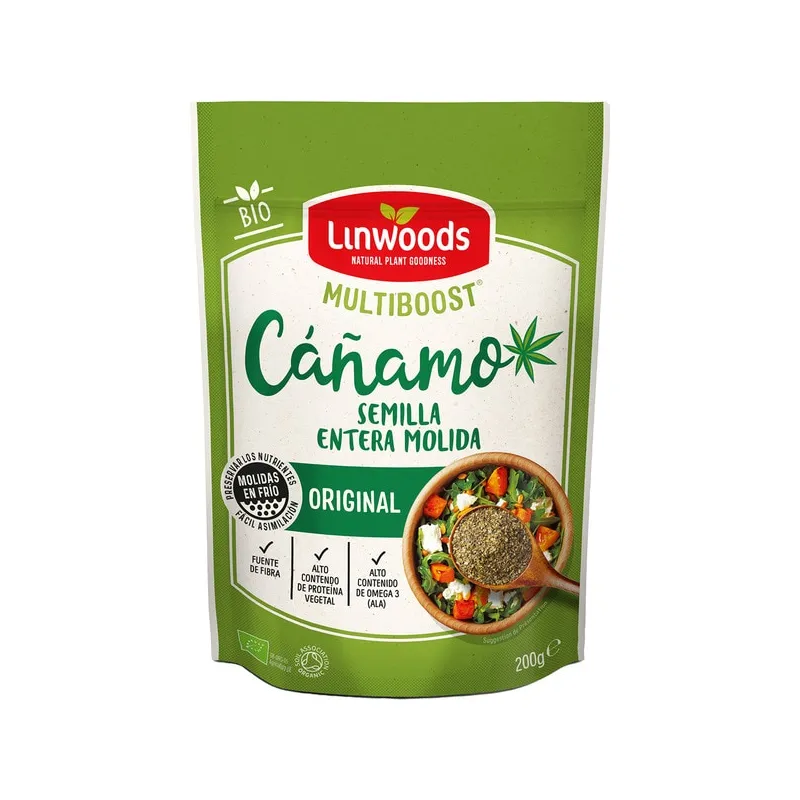 Cañamo semilla entera molida BIO 200 g, Linwoods