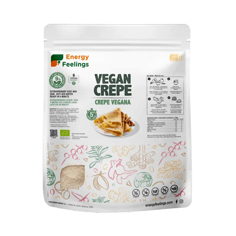 Crepe Vegana sin gluten BIO 500 g, Energy Feelings