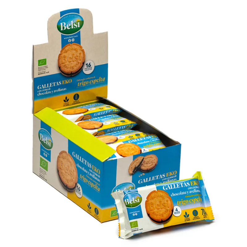 Galletas eko espelta chocolate avellanas 70 g, Belsi