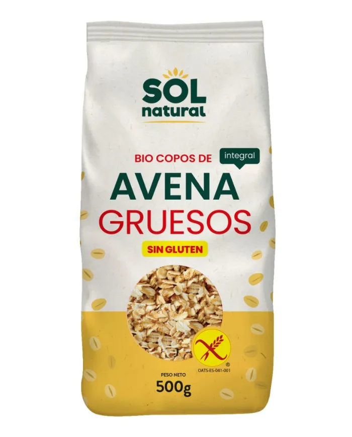 Copos avena gruesos sin gluten 500 g, Sol Natural
