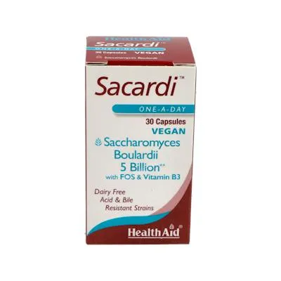 Sacardi (saccharomyces boulardii) 30 cápsulas vegetales, Health Aid