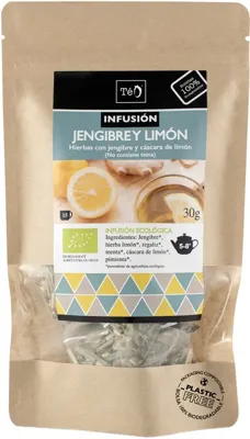 Infusión jengibre y limón 15 bolsas téo-teo BIO 30 g, Teo Bio