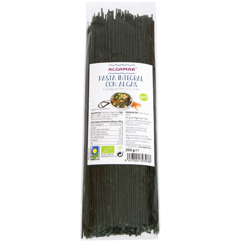 Pasta int. alga espagueti tierra-mar algam BIO 250 g, Algamar
