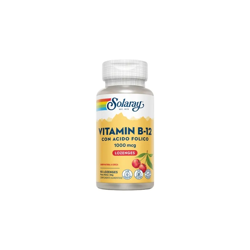 Vitamina b12 ácido fólico 1000 mg 90, Solaray