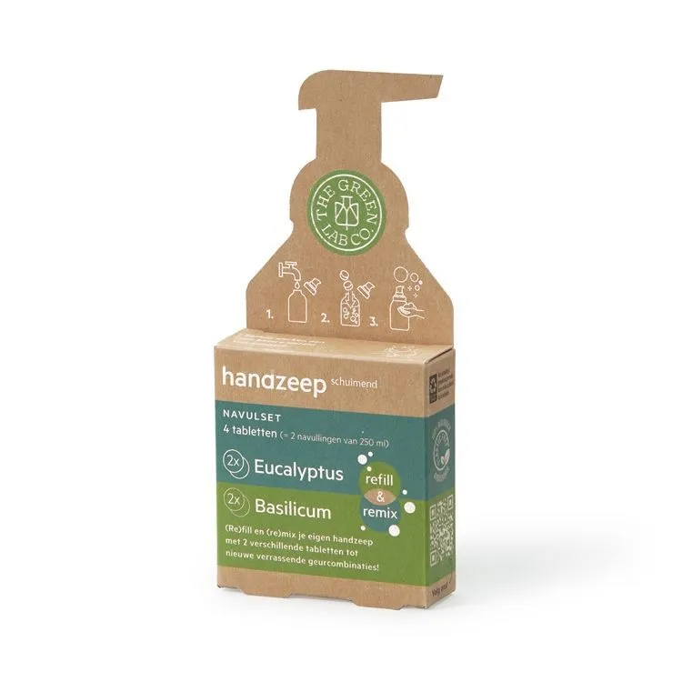 Nachfüll-Set Handseife - Eukalyptus und Basilikum 4 Tabletten, The Green Lab Co.