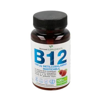 Vitamina B12 1000 mcg mastic 120 comprimidos, Vermont Supplements