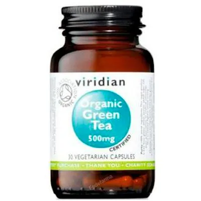 Té verde orgánico 500 mg 30 cápsulas vegetales, Viridian