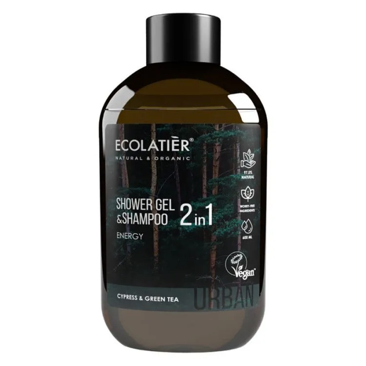2in1 Duschgel und Shampoo Energy mit Zypresse und grünem Tee, Ecolatier